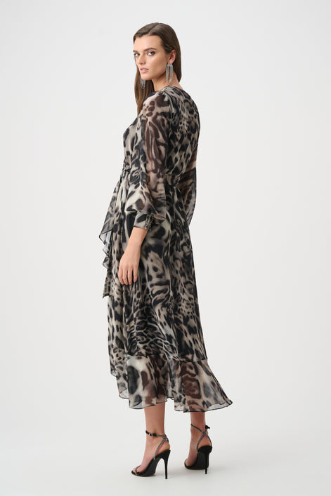 Chiffon Printed Fit and Flare Wrap Dress 810
