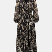Chiffon Printed Fit and Flare Wrap Dress 810