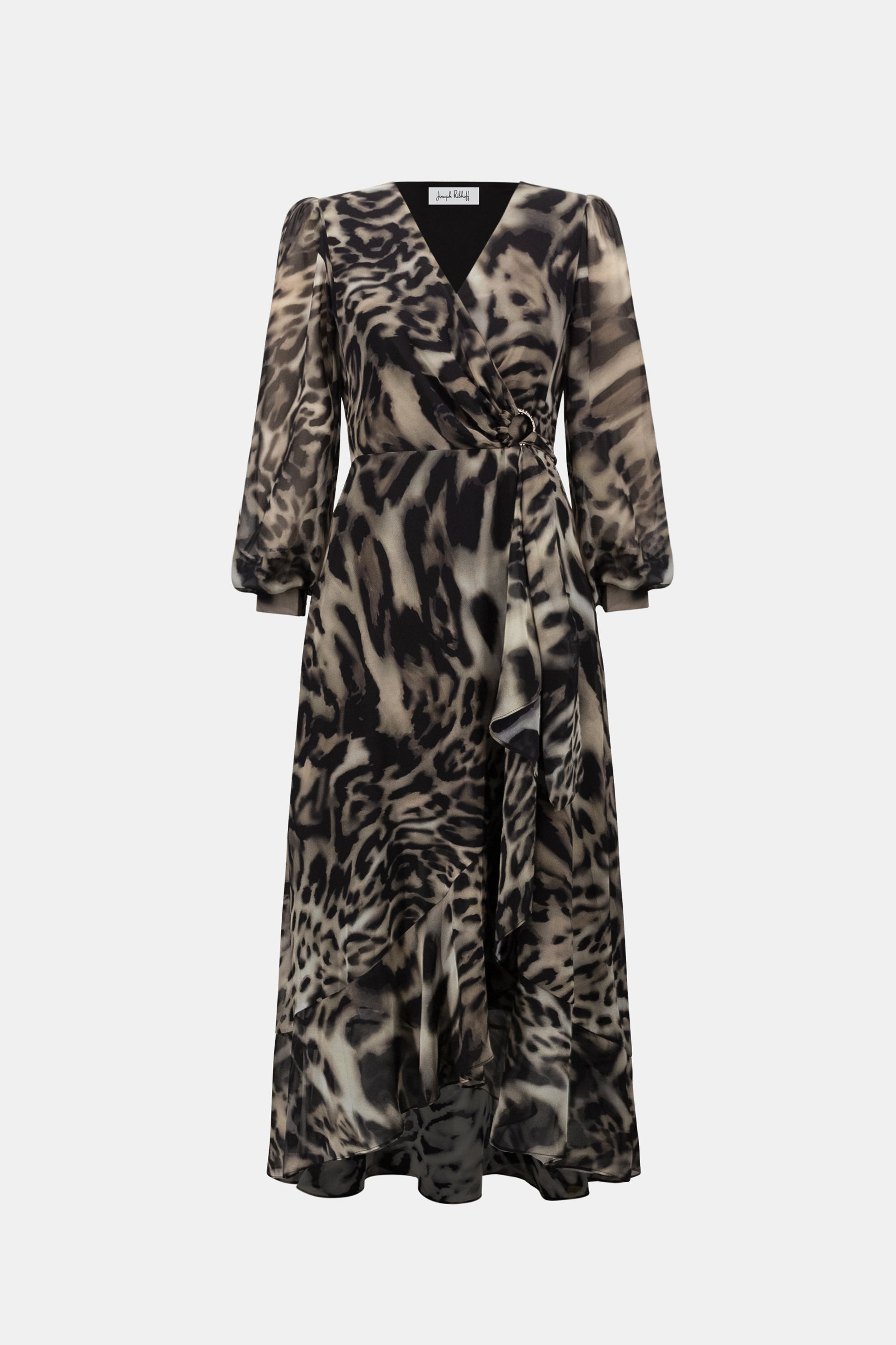 Chiffon Printed Fit and Flare Wrap Dress 810
