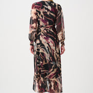 Chiffon Abstract Printed Fit and Flare Wrap Dress 811