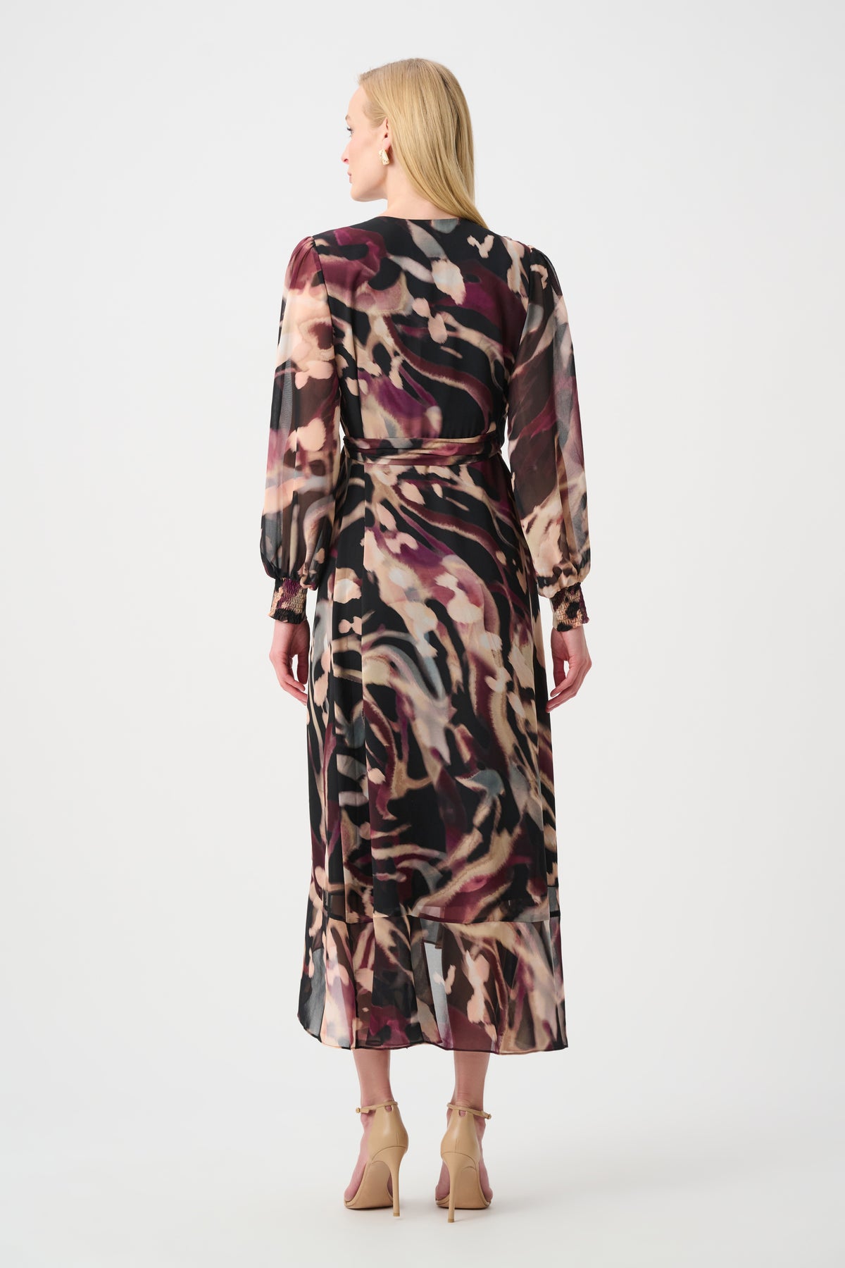 Chiffon Abstract Printed Fit and Flare Wrap Dress 811