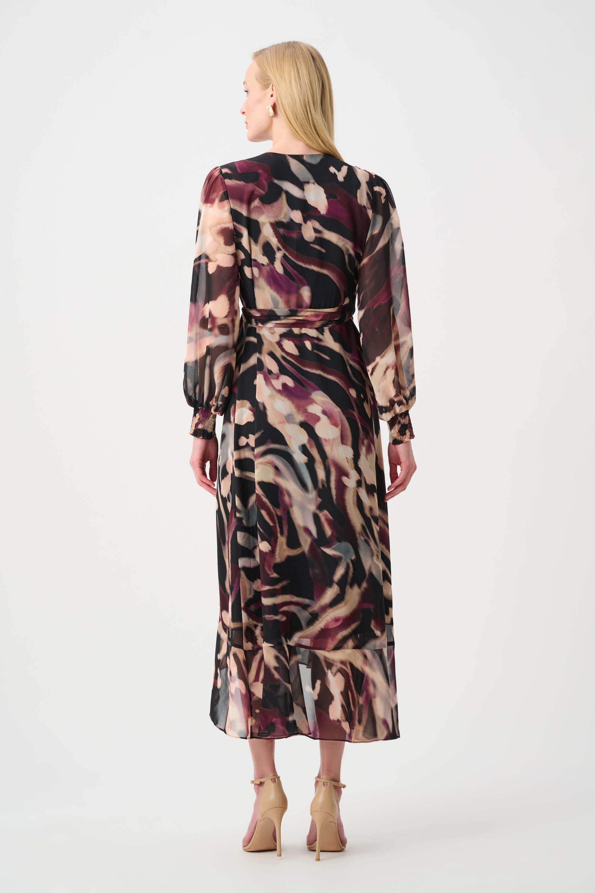 Chiffon Abstract Printed Fit and Flare Wrap Dress 811