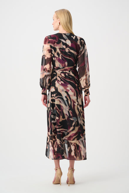 Chiffon Abstract Printed Fit and Flare Wrap Dress 811