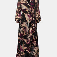 Chiffon Abstract Printed Fit and Flare Wrap Dress 811