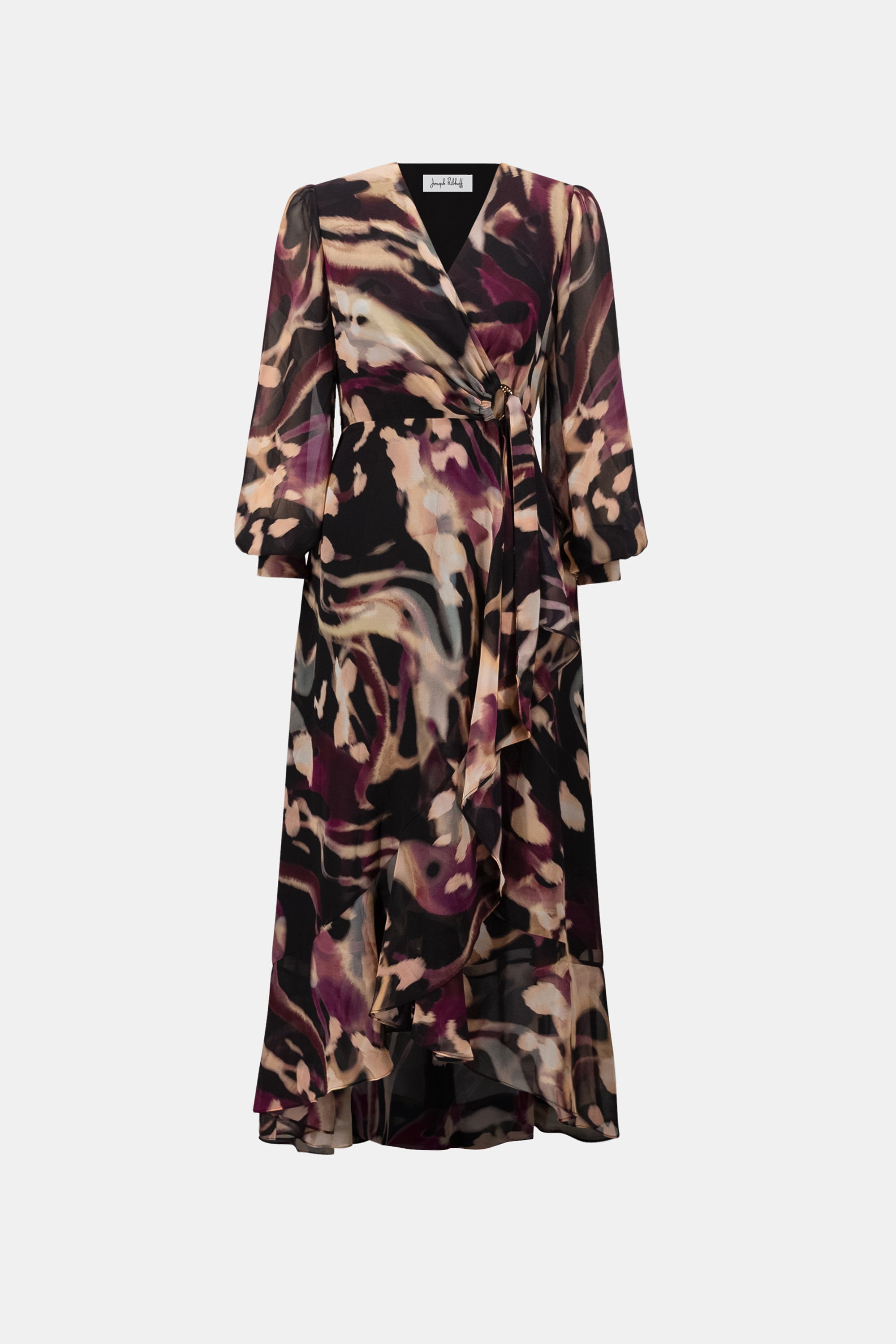 Chiffon Abstract Printed Fit and Flare Wrap Dress 811