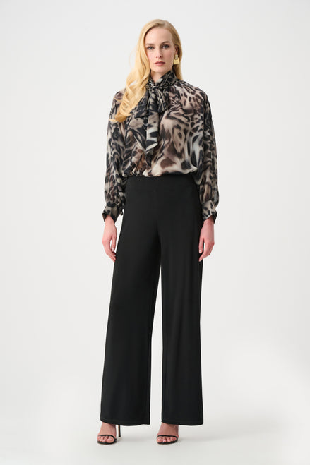 Chiffon Animal Print Top With Bow Tie 812