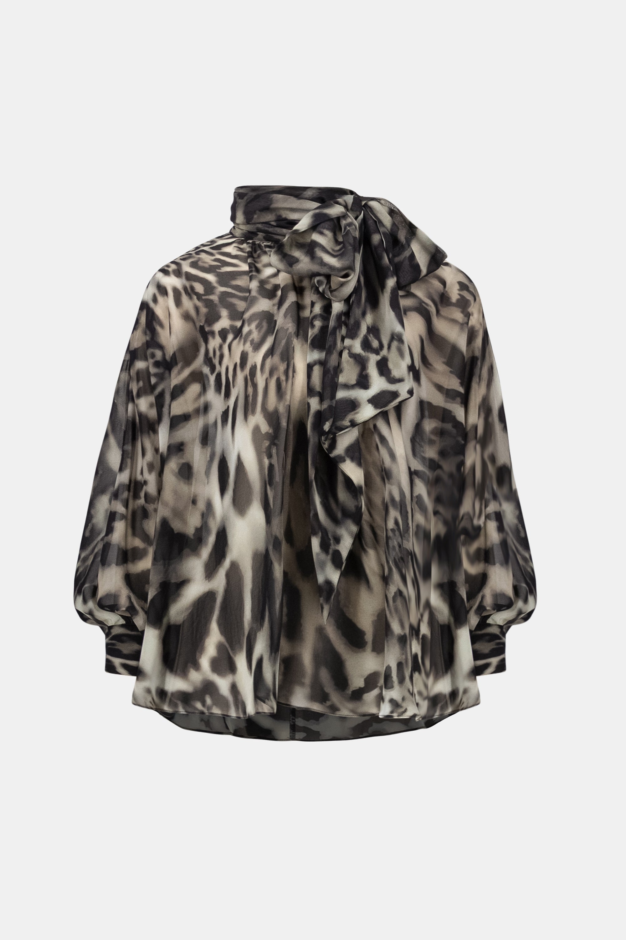 Chiffon Animal Print Top With Bow Tie 812