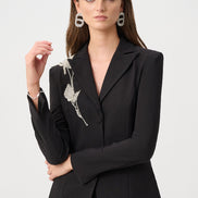 Lux Twill Fitted Blazer With Rhinestone Appliqué 825