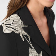 Lux Twill Fitted Blazer With Rhinestone Appliqué 825