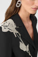 Lux Twill Fitted Blazer With Rhinestone Appliqué 825