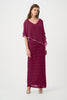 Sparkle Cascade Gown With Chiffon Poncho Overlay 835