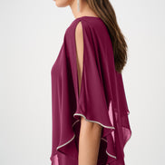 Sparkle Cascade Gown With Chiffon Poncho Overlay 835