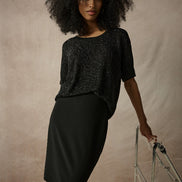 Metallic Knitted T-shirt with Rhinestones 803