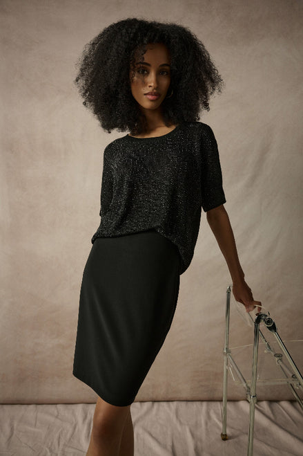 Metallic Knitted T-shirt with Rhinestones 803