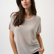 Metallic Knitted T-shirt with Rhinestones 803