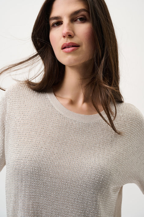 Metallic Knitted T-shirt with Rhinestones 803