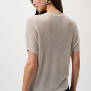 Metallic Knitted T-shirt with Rhinestones 803