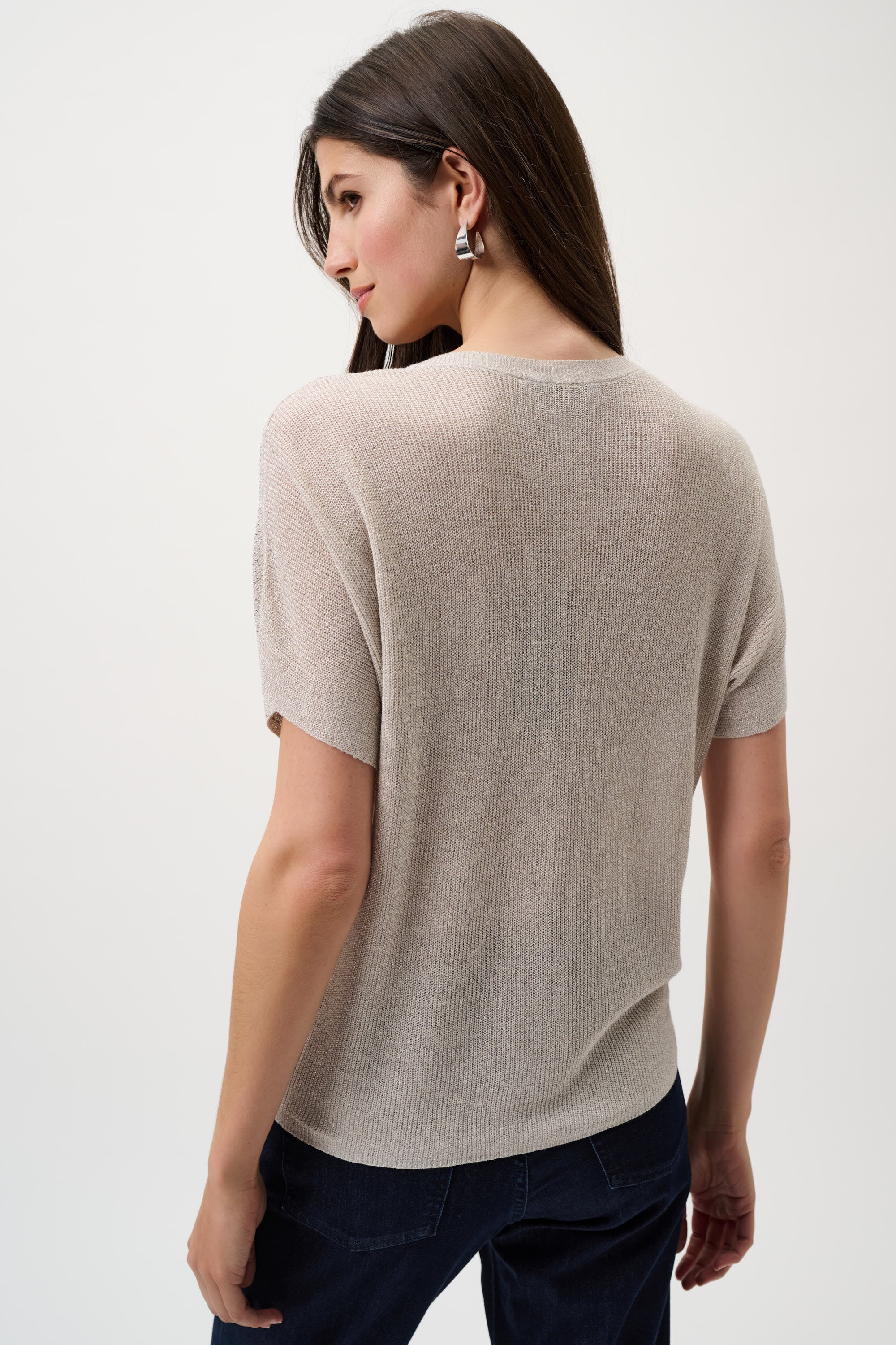 Metallic Knitted T-shirt with Rhinestones 803