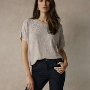 Metallic Knitted T-shirt with Rhinestones 803