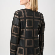 Leatherette and Scuba Collarless Two-Tone Jacket 834