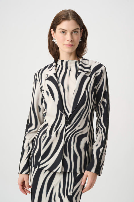 Animal Print Blazer With Rhinestone 859