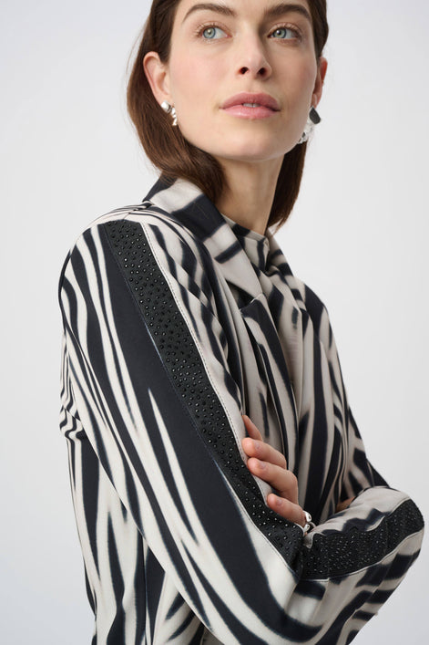 Animal Print Blazer With Rhinestone 859