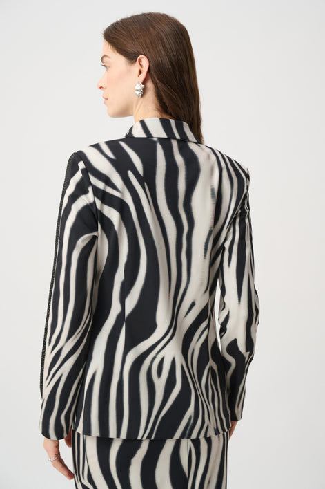 Animal Print Blazer With Rhinestone 859