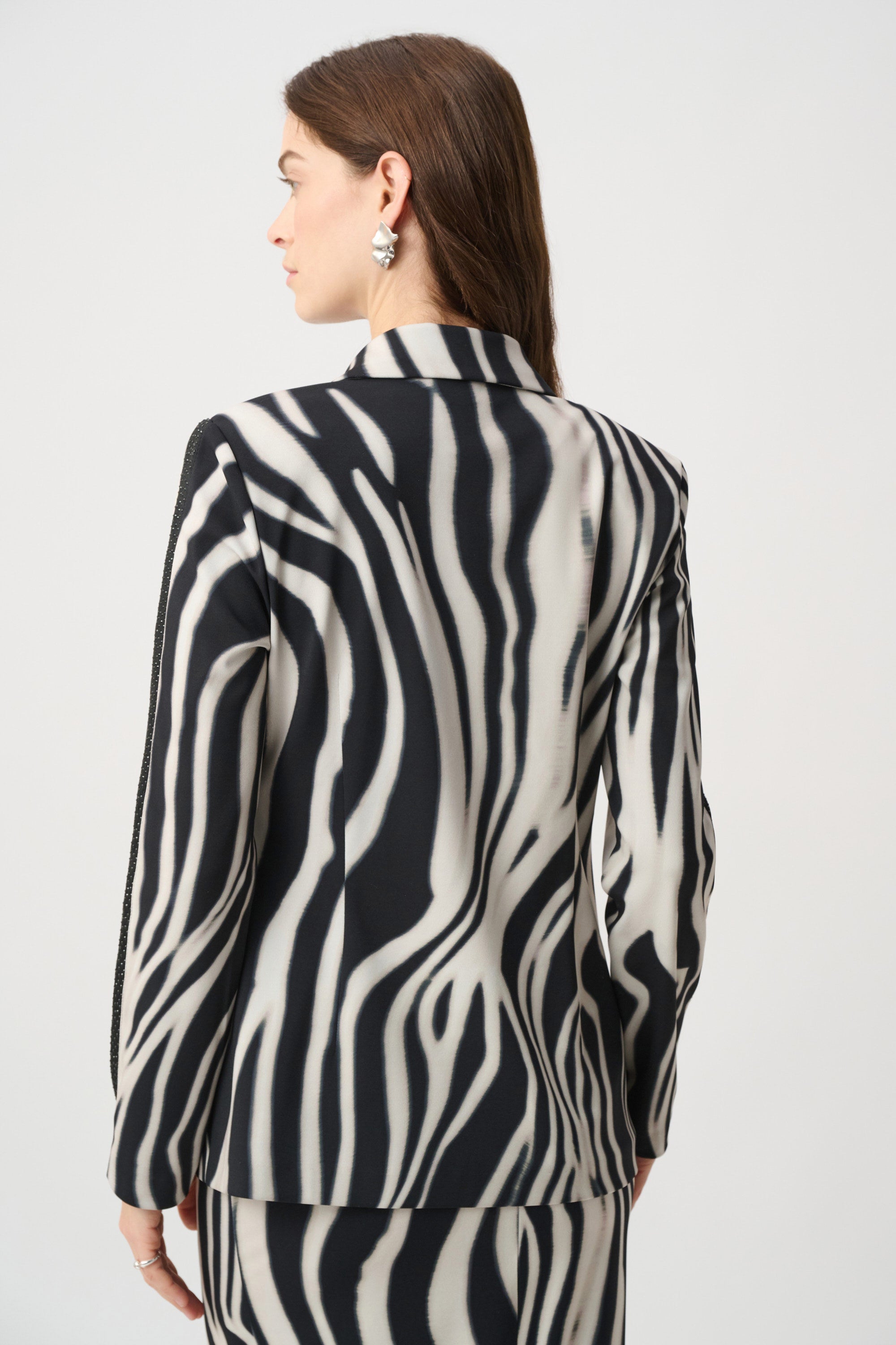 Animal Print Blazer With Rhinestone 859