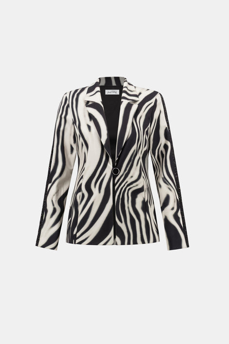 Animal Print Blazer With Rhinestone 859