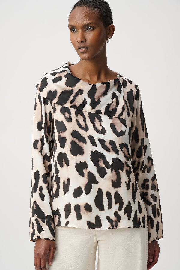 Animal Print Satin Top 842