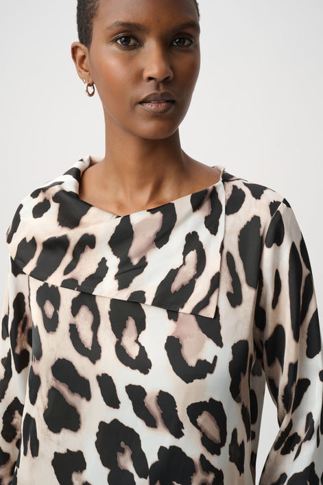 Animal Print Satin Top 842