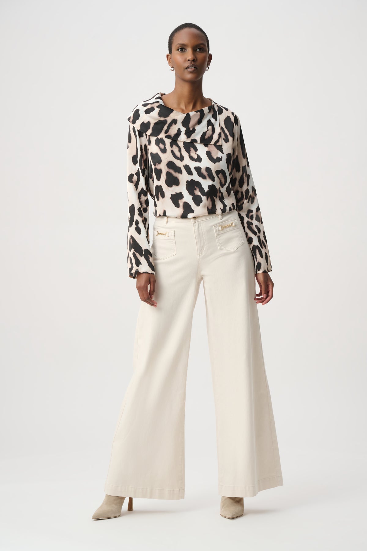 Animal Print Satin Top 842