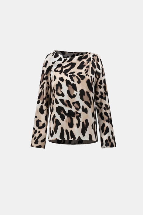 Animal Print Satin Top 842