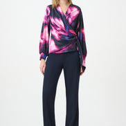Floral Print Satin Wrap Top 9009