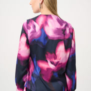 Floral Print Satin Wrap Top 9009