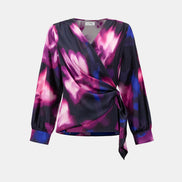 Floral Print Satin Wrap Top 9009