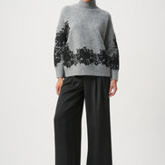 Lace Applique Mock Neck Sweater 9010