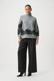 Lace Applique Mock Neck Sweater 9010