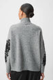 Lace Applique Mock Neck Sweater 9010