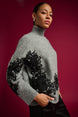 Lace Applique Mock Neck Sweater 9010