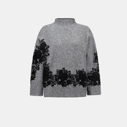 Lace Applique Mock Neck Sweater 9010