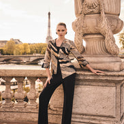 Elegant Formal Metallic Print Jacket 9008