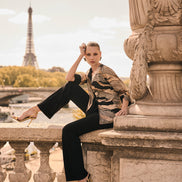 Elegant Formal Metallic Print Jacket 9008