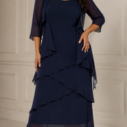 Chiffon Tier Layered Dress with Jacket 498