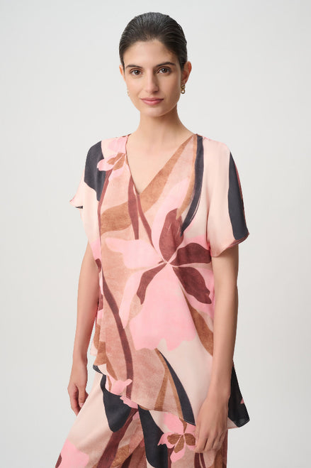 Floral Recycled Satin Asymmetrical Top 868