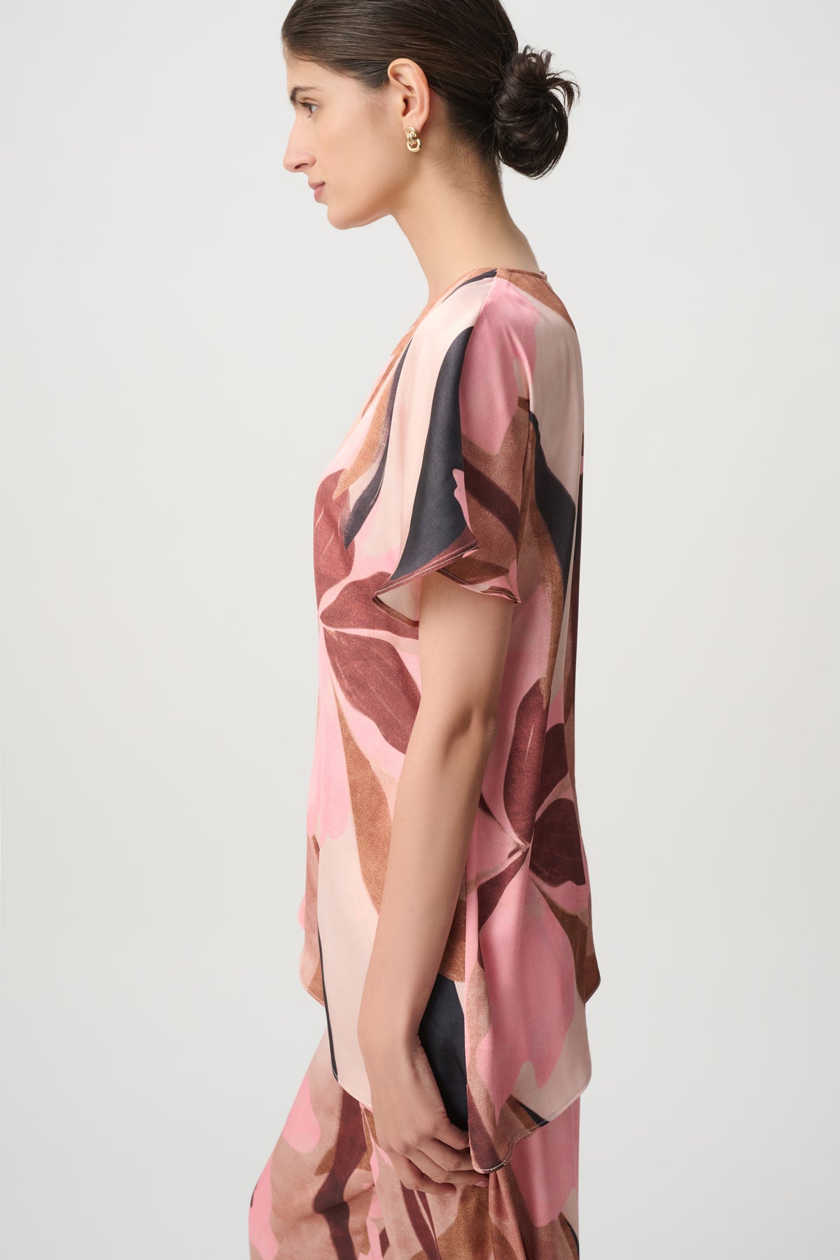 Floral Recycled Satin Asymmetrical Top 868