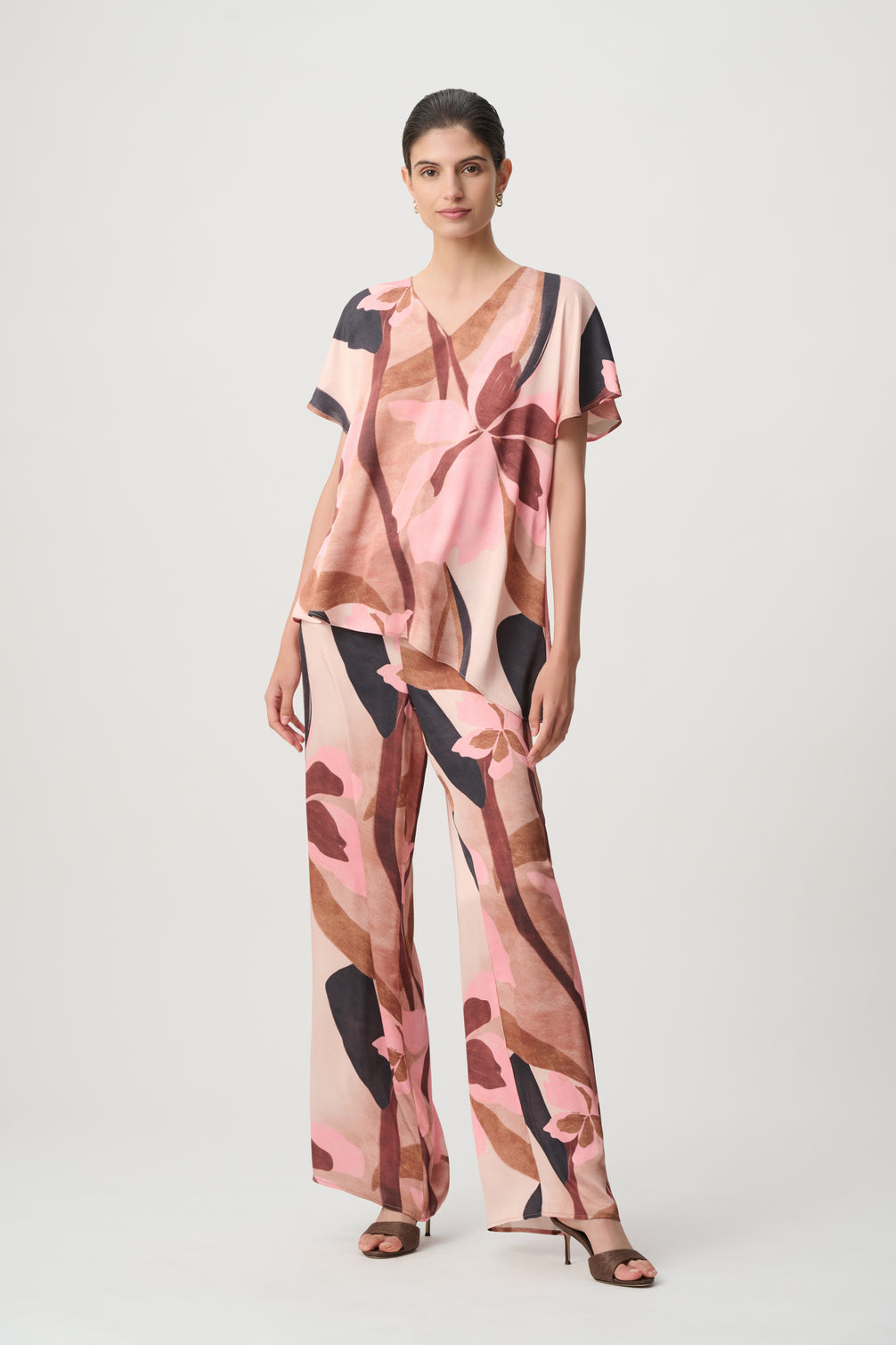 Floral Recycled Satin Asymmetrical Top 868