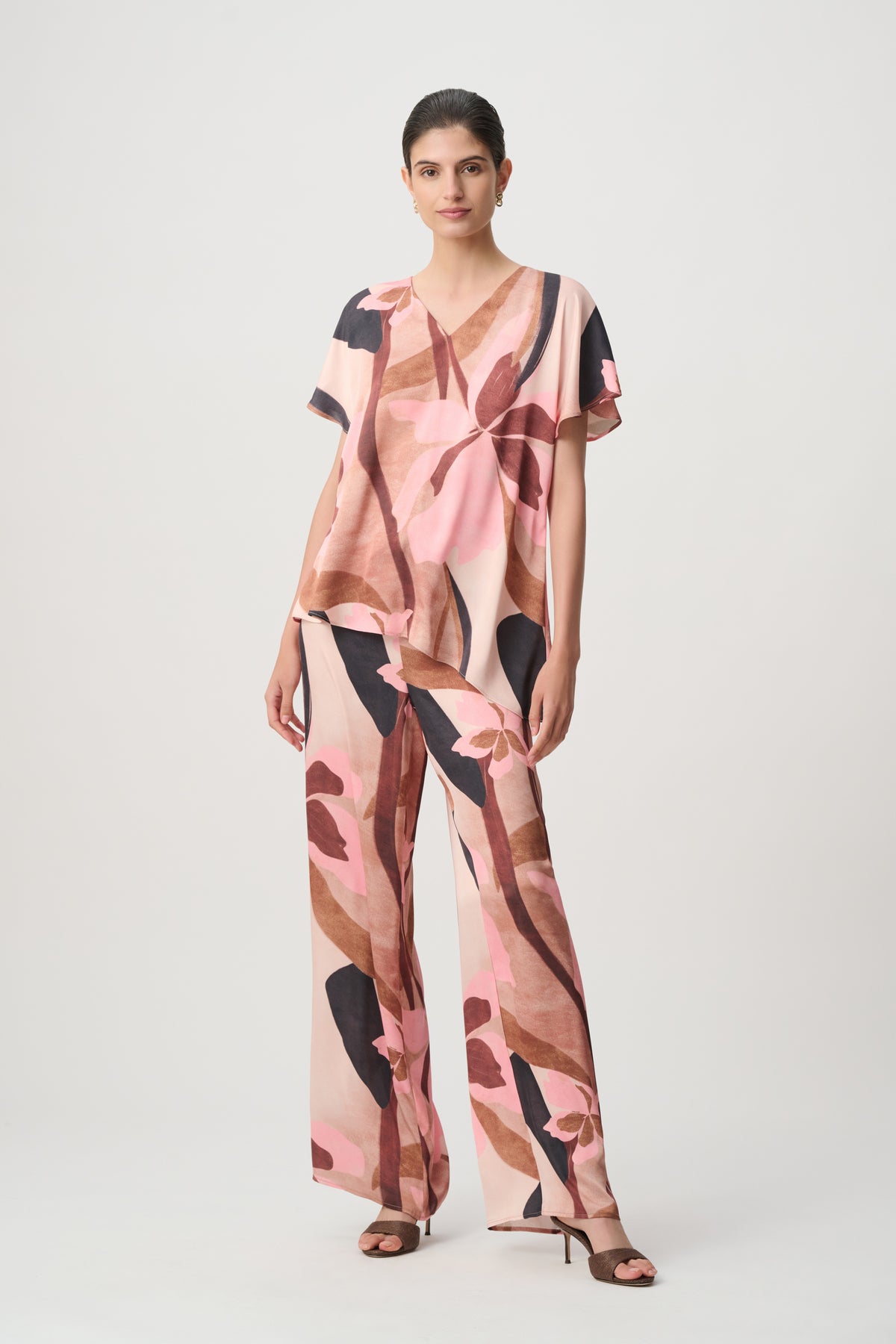Floral Recycled Satin Asymmetrical Top 868