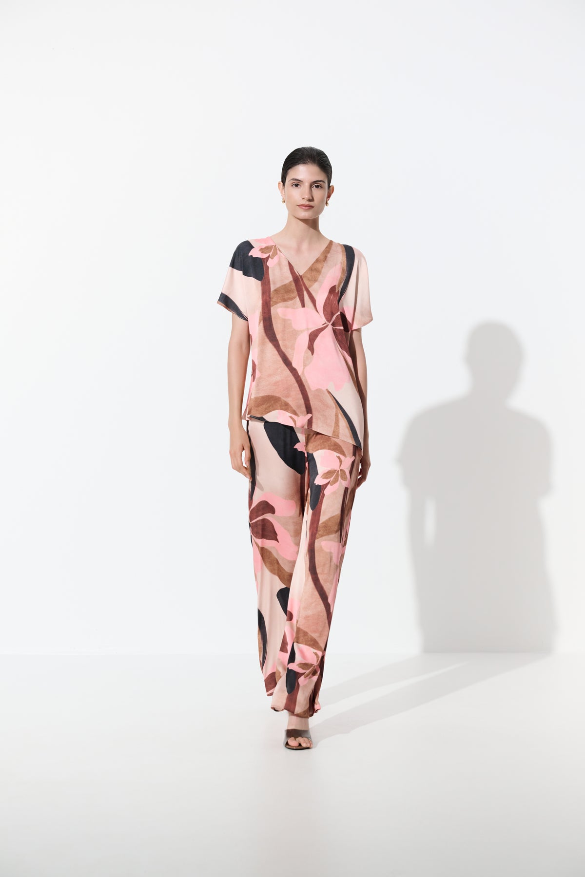 Floral Recycled Satin Asymmetrical Top 868