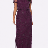Beaded Stretch Tulle Blouson Dress 400